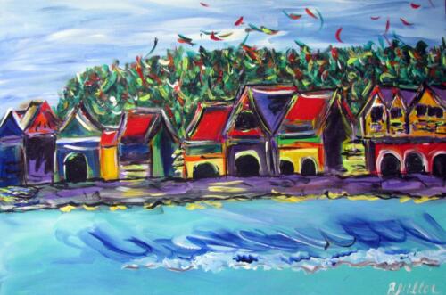 Boathouse row painting