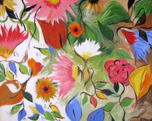 Abstract flowers painting