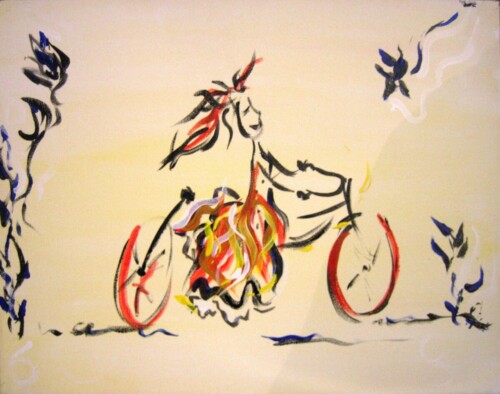 Girl on Bike Painting