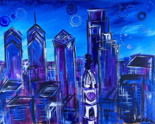 Blue Philadelphia Skyline