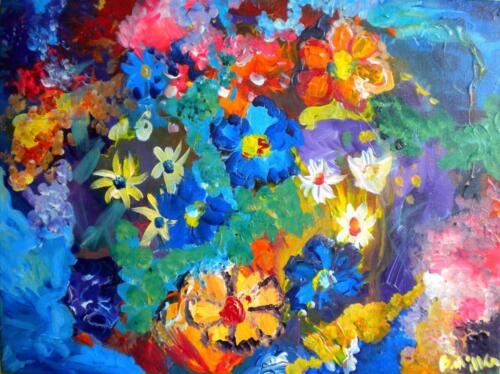 Abstract flowers painting