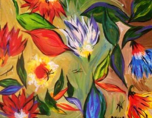 Abstract flowers painting