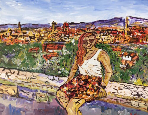 Self Portrait in Florence Italy Painting