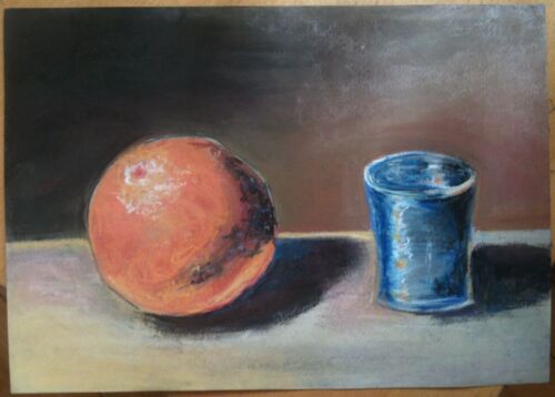 Orange still life pastel 