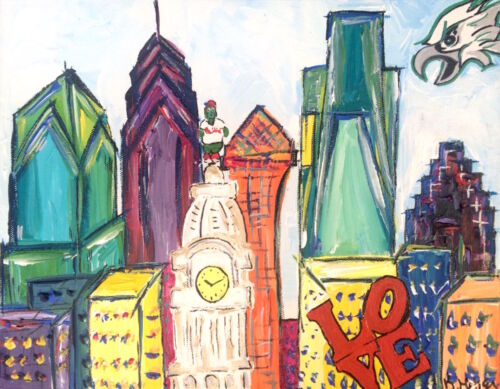 Philadelphia Skyline with Eagles, Phanatic, and LOVE