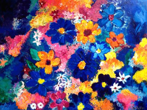 Abstract flowers painting