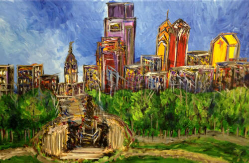 Philadelphia Skyline Eakins Oval Painting