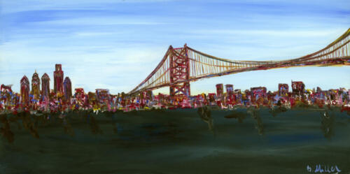 Ben Franklin Bridge Philadelphia Skyline painting