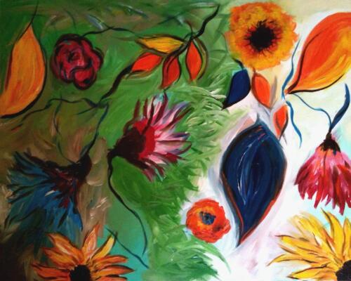 Abstract flowers painting