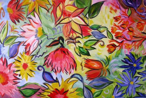 Abstract flowers painting