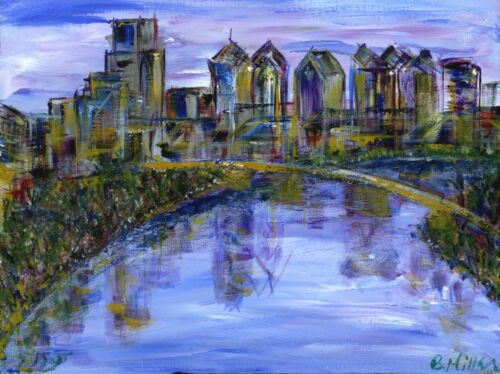 Philadelphia Skyline with river painting