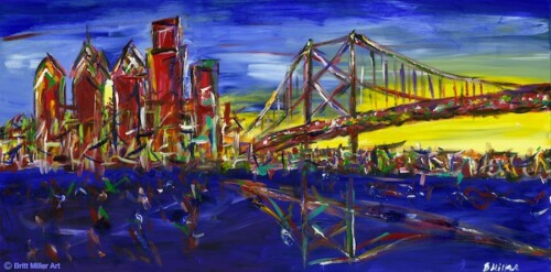 Philadelphia Skyline Sunrise with Ben Franklin Bridge